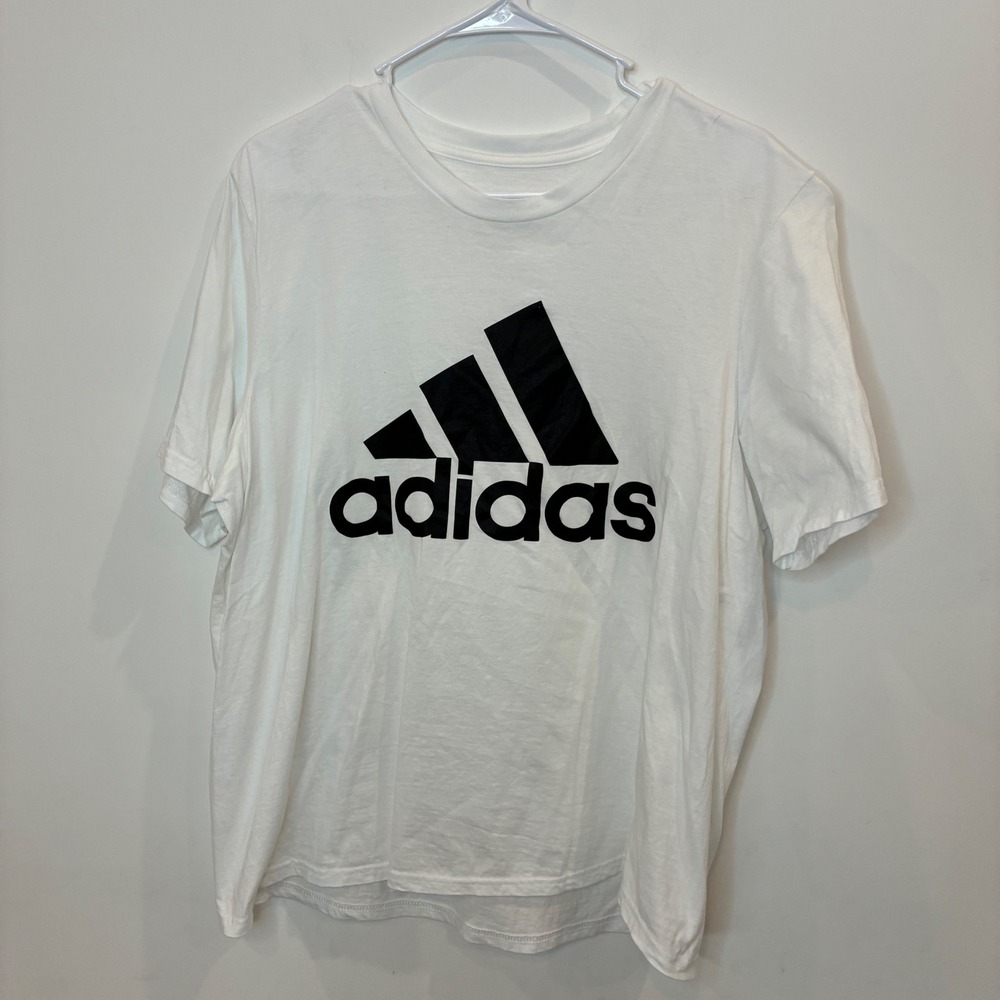 Adidas Amplifier Tee White Black Logo Graphic T-Shirt Mens XL RN 146424